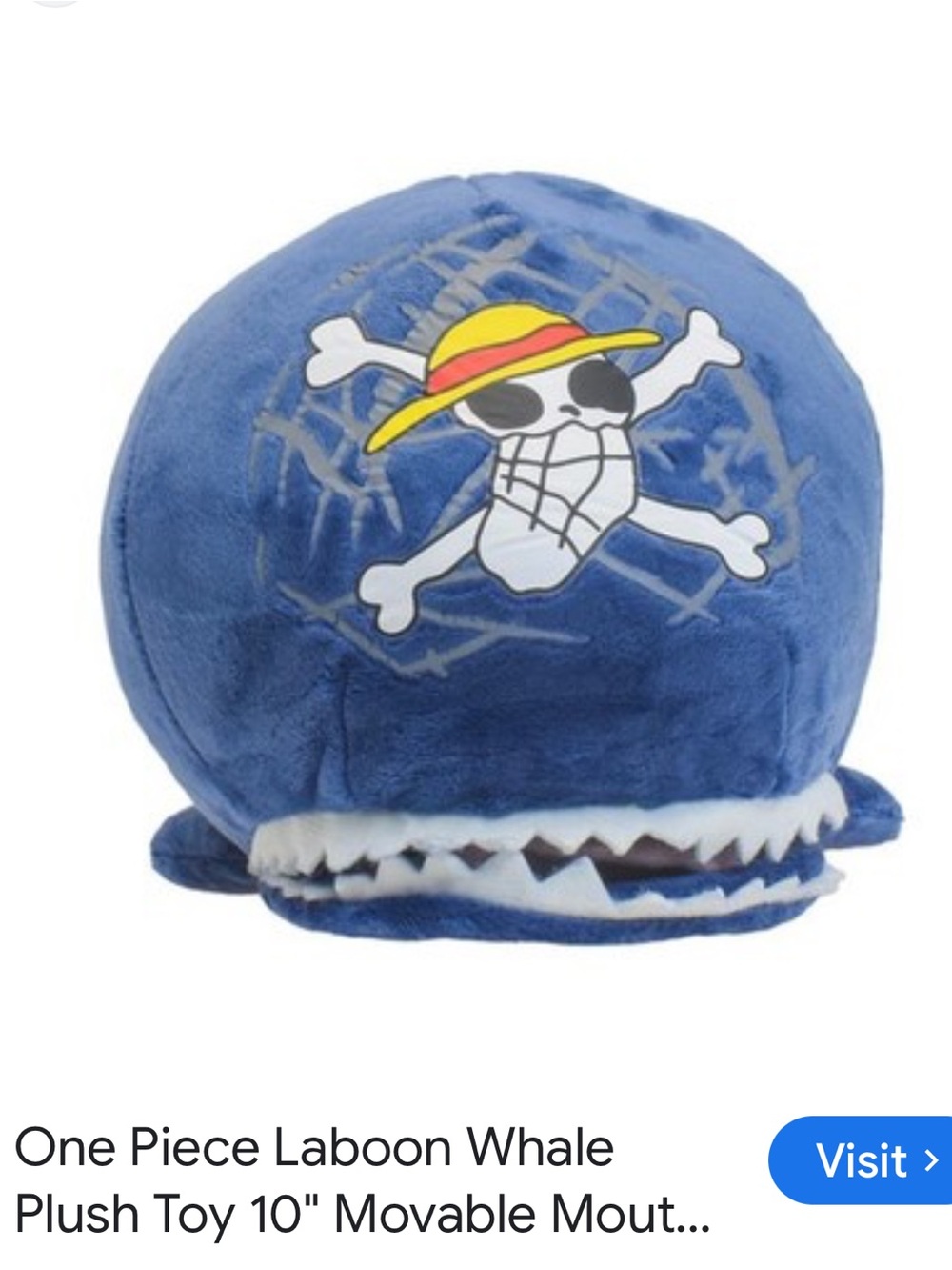 #2652*”10” Inch One Piece Laboon Whale Plush - Blue